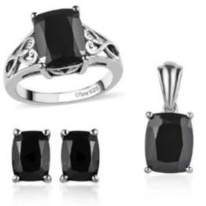 Natural Thai Black and Silver Spinel Jewelry Set